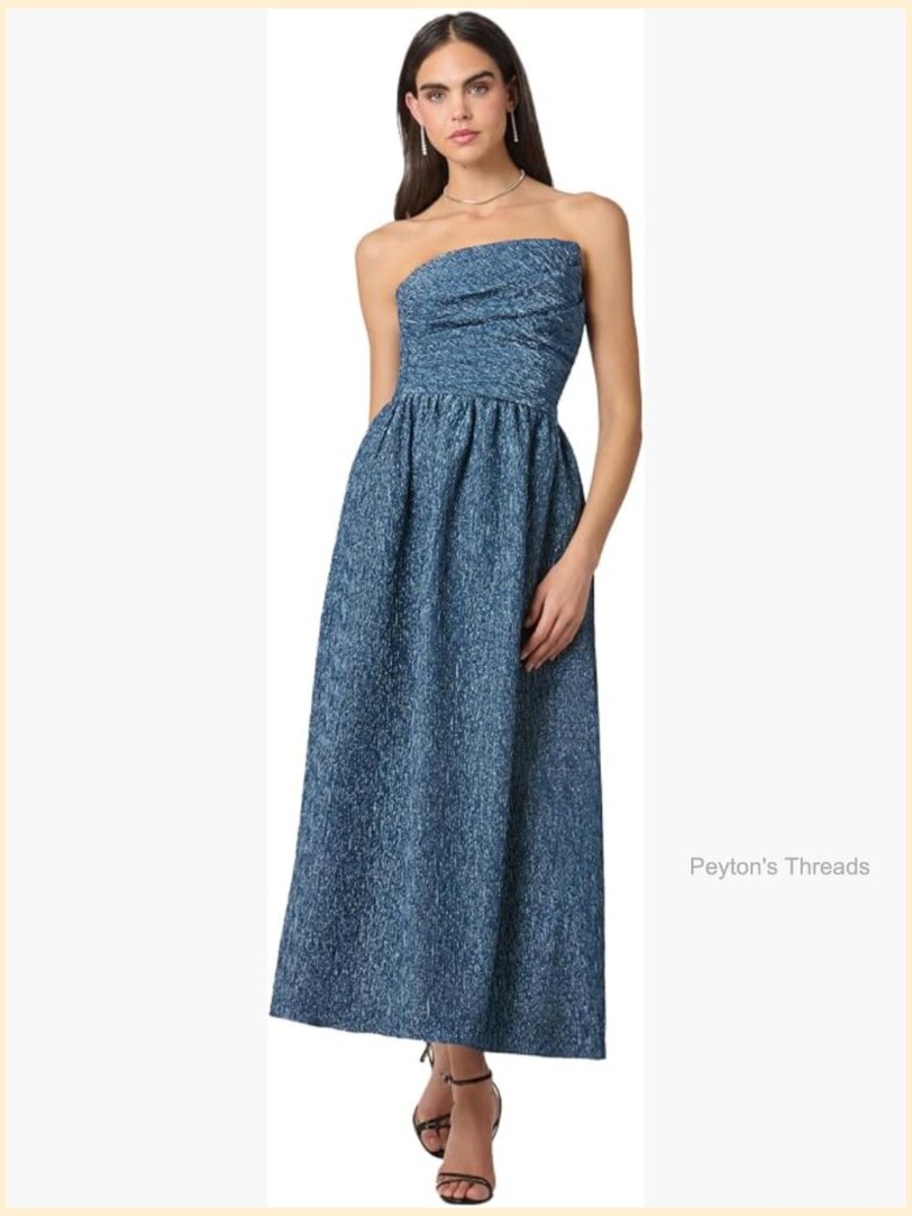 Jacquard Strapless Boned Bustier Tea-Length Dress
